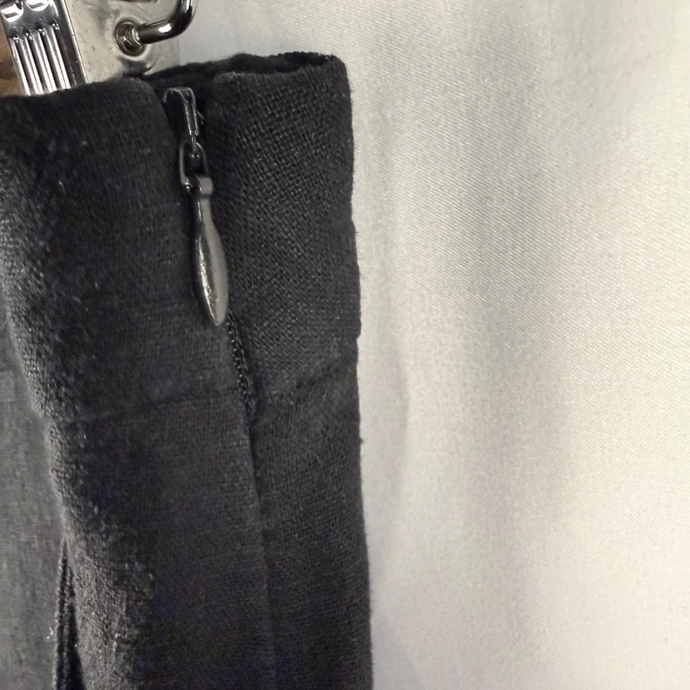 Banana Republic Black Cropped Linen Blend Tassle Hem Ankle Pants Size 4 Casual‎